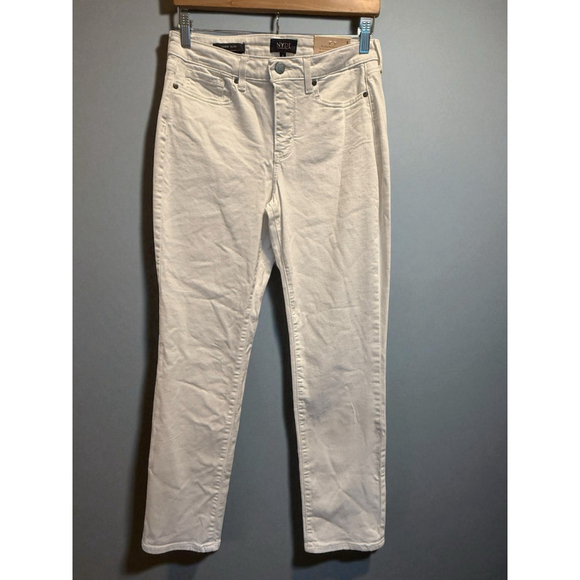 NYDJ Denim - NYDJ‎ Sheri Slim Jeans Women's 8 White Stretch Denim Ankle Length NWT Flaw